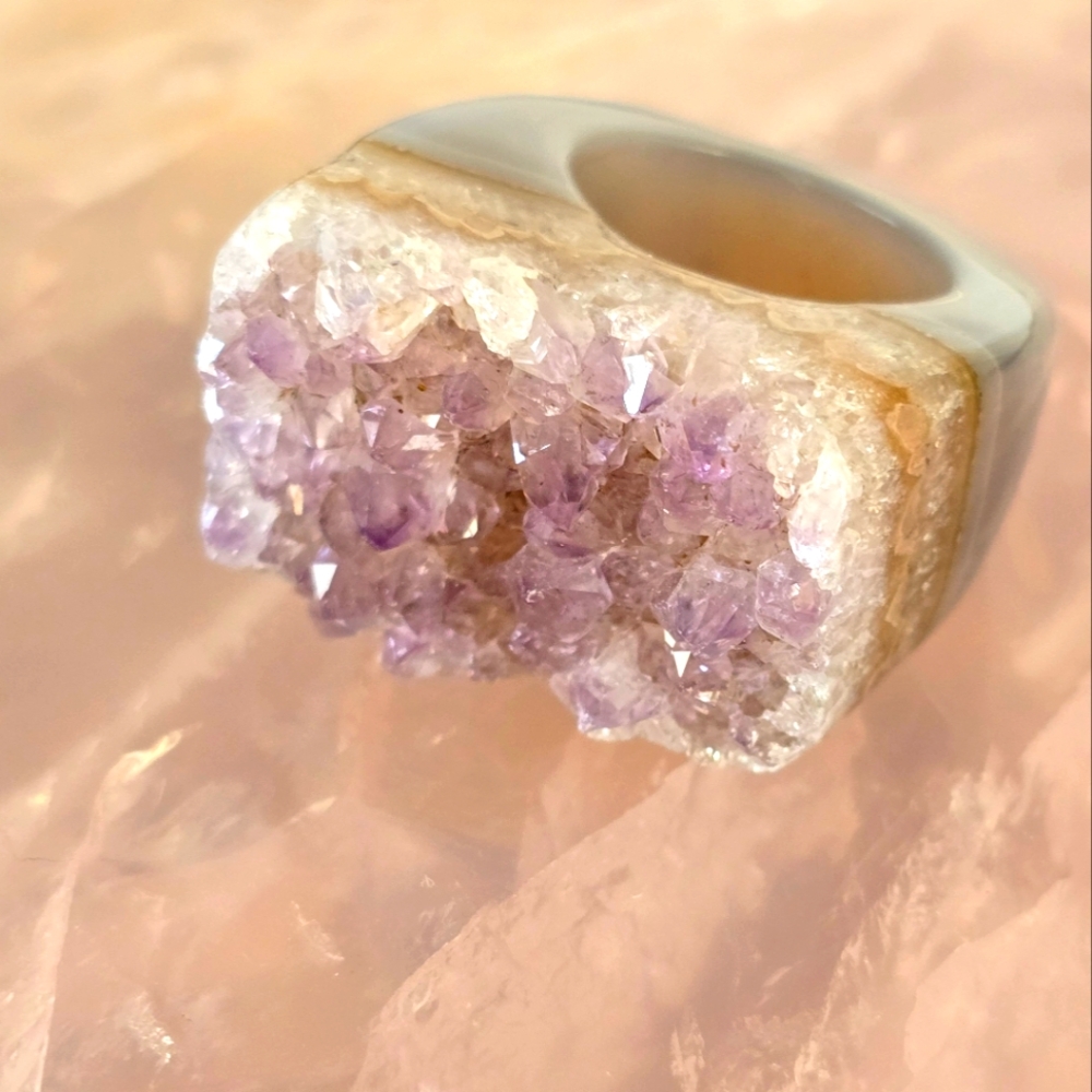 Amethyst Crystal Statement Ring Size 7. - image 1